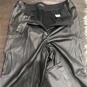 Express black leather pants 
Wide leg high rise